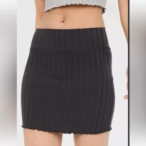 Aerie Offline Black Ribbed OG Groove Outdoor Coastal Granola Mini Skirt Medium